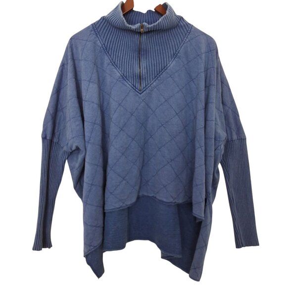 Free People Shiloh Quilted Sweatshirt Ribbed Collar Quarter Zip Size S - Picture 1 of 6